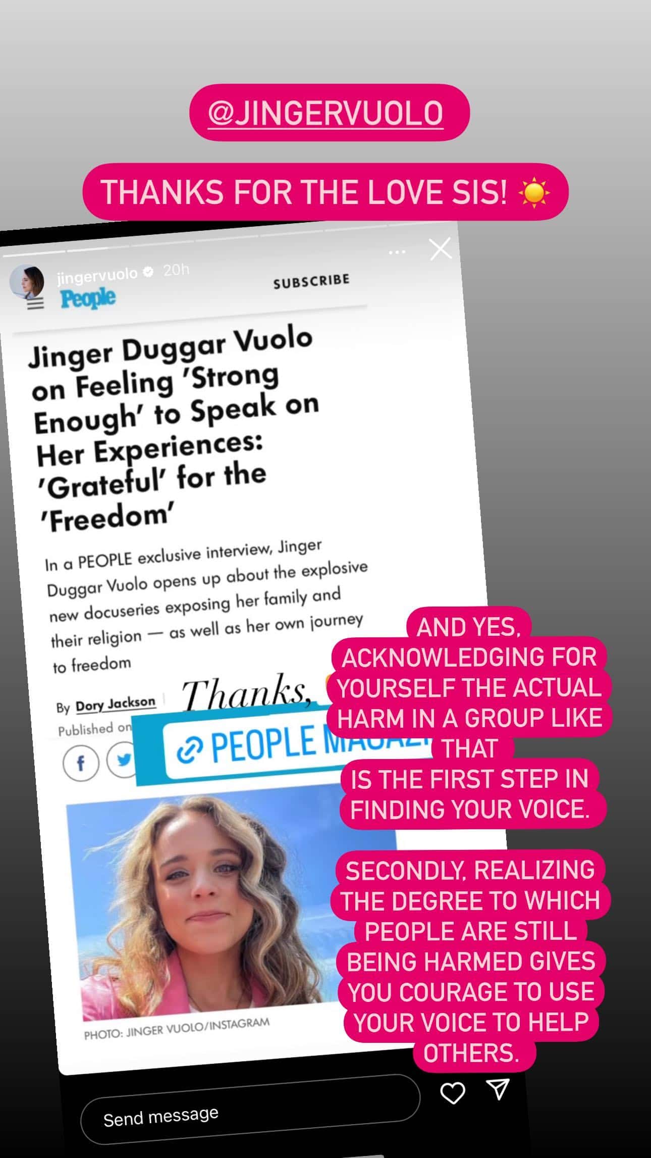 Jill thanks her sister Jinger Duggar for supporting docuseries (Instagram/jillmdillard)