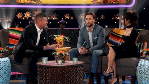 Jesse Palmer, Johnny DePhillipo, and Victoria Fuller in 'Bachelor in Paradise' 2022 Finale Part 2 (ABC)