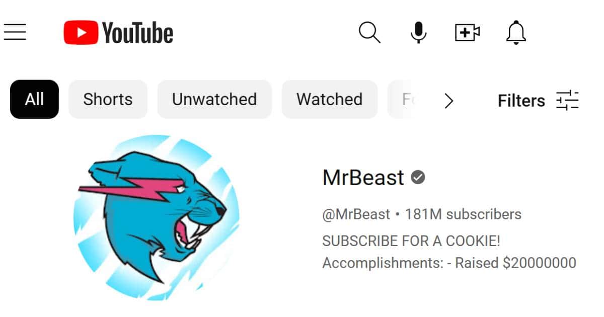 MrBeast YouTube Subscribers (YouTube)