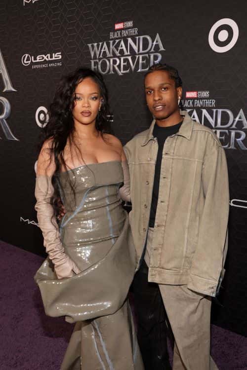 (L-R) Rihanna and A$AP Rocky attend the Black Panther: Wakanda Forever World Premiere at the El Capitan Theatre in Hollywood, California on October 26, 2022.