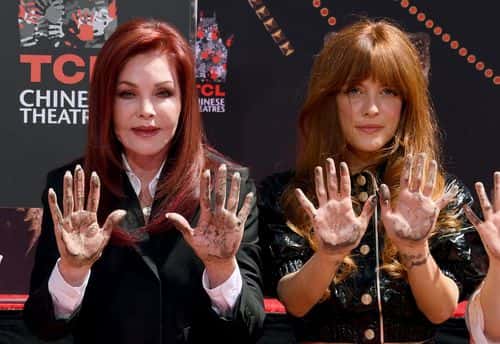 (L-R) Priscilla Presley and Riley Keough attend the Handprint Ceremony honoring Priscilla Presley, Lisa Marie Presley And Riley Keough at TCL Chinese Theatre on June 21, 2022 in Hollywood, California. (Photo by Jon Kopaloff/Getty Images)Baz Luhrmann, Austin Butler,