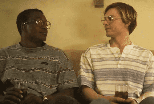 Rodney Burford as Tony Hughes and Evan Peters as Jeffrey Dahmer. (Netflix/Dahmer – Monster: The Jeffrey Dahmer Story)