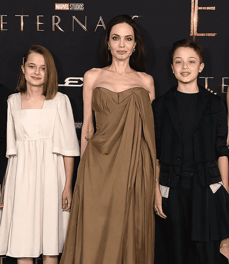 Angelina Jolie with her twins Vivienne and Knox (Jordan Strauss/Shutterstock)