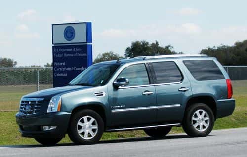 Conrad Black, former press baron and canadian member of the British House of Lords, arrives to the Coleman Federal Correctional Complex in a  Cadillac Escalade on March 03, 2008 in Coleman, Florida.
