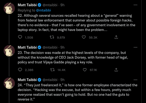 Jack Dorsey did not know the decisions being taken by Twitter as former head of legal policy and trust Vijaya Gadde 'played a key role' (@mtaibbi/Twitter)