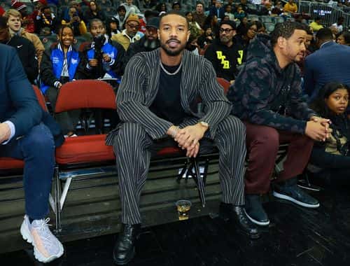 Michael B. Jordan attends the Invesco QQQ Legacy Classic at Prudential Center on February 04, 2023 in Newark, New Jersey. (Photo by Arturo Holmes/Getty Images)