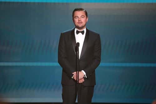 Leonardo DiCaprio presents the SAG Life Achievment Award  onstage during the 26th Annual Screen Actors&nbsp;Guild Awards at The Shrine Auditorium on January 19, 2020 in Los Angeles, California.