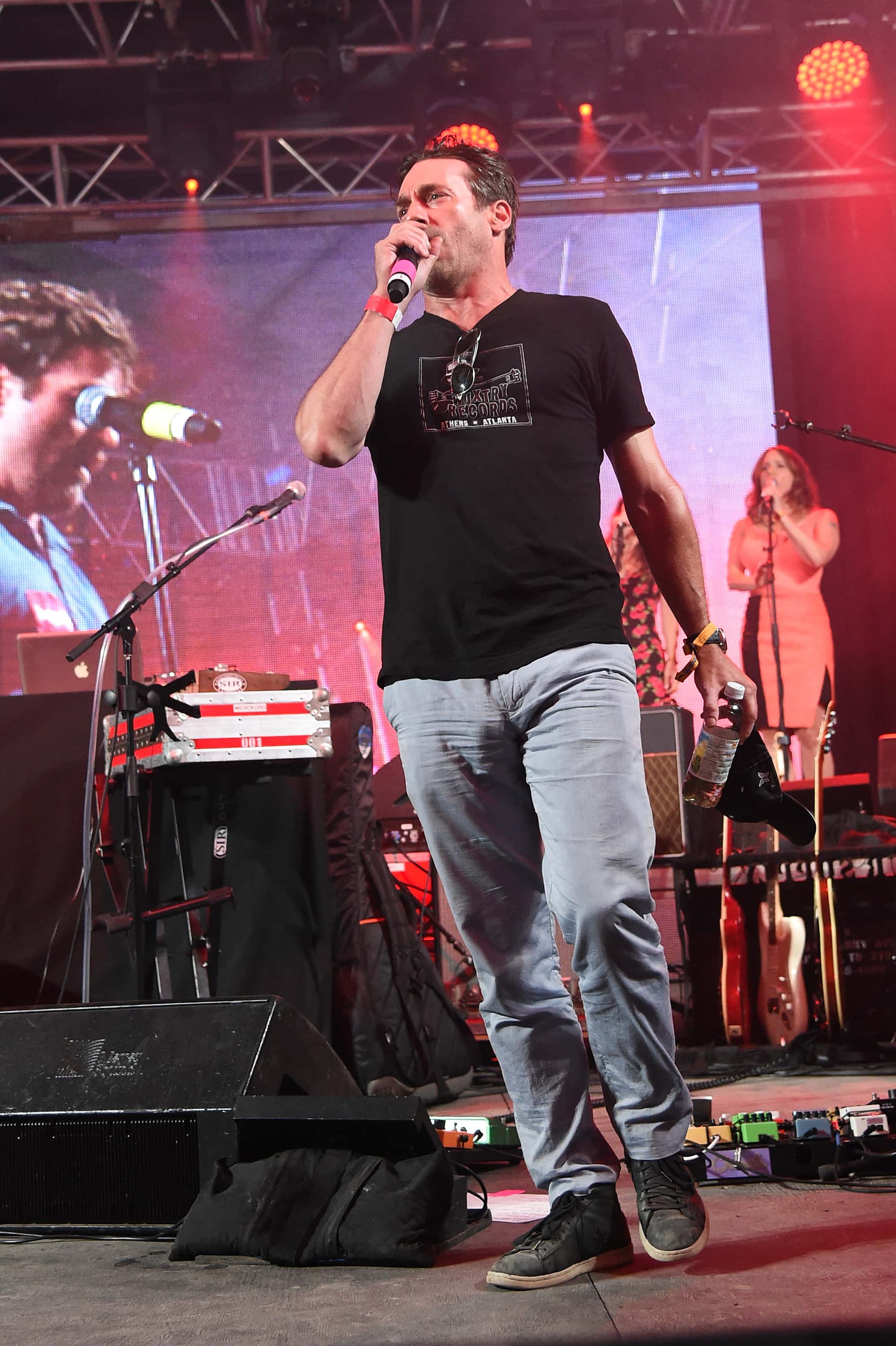 Comedian Zach Galifianakis and actor Jon Hamm seen on the