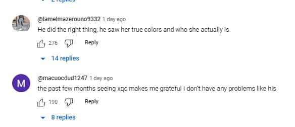 Internet shared comments on xQc (@xqcclips/YouTube)