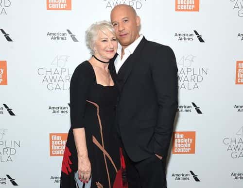 Actors Helen Mirren and Vin Diesel attend the 45th Chaplin Award Gala at the  on April 30, 2018 in New York City.