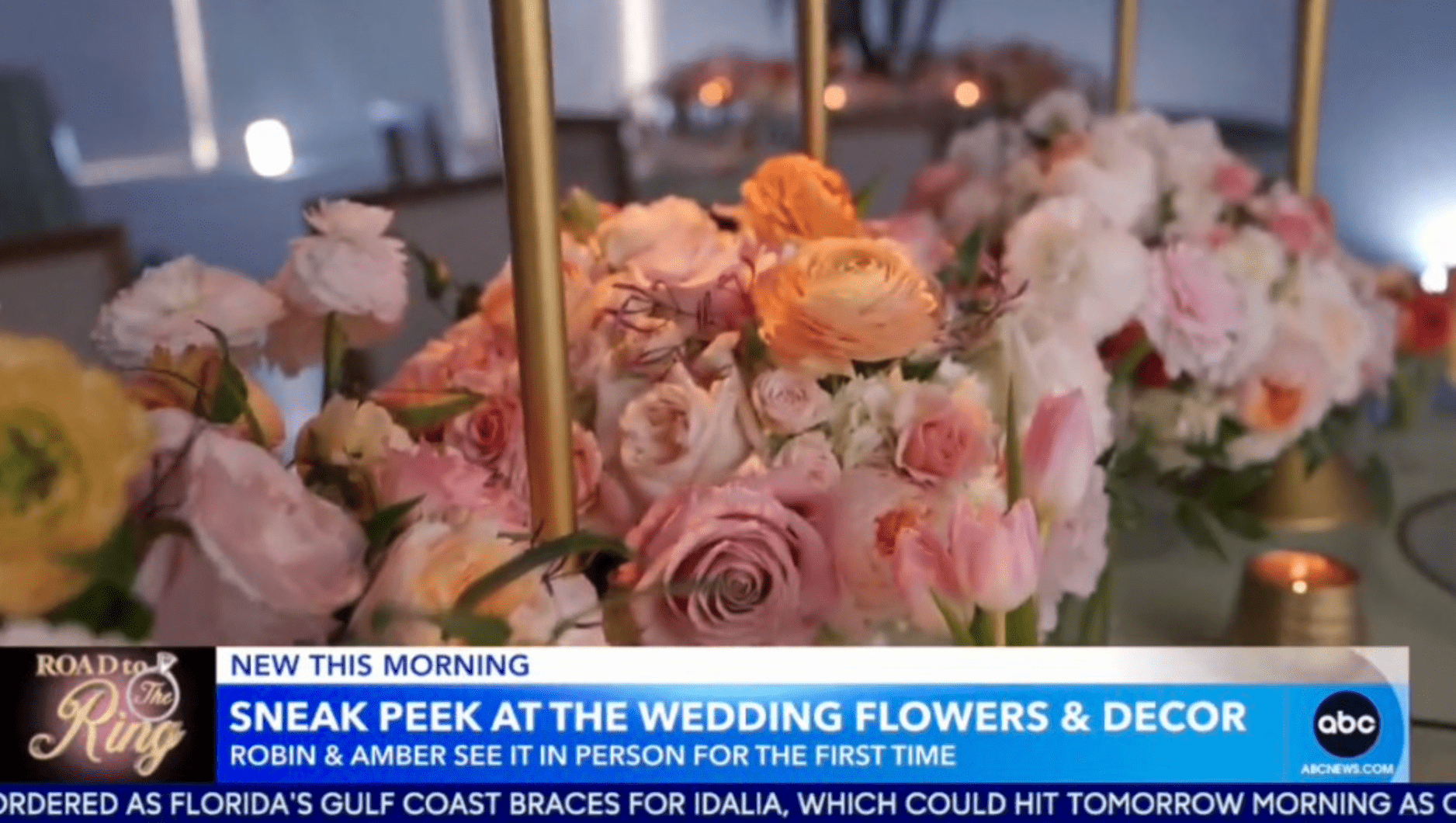 'GMA' Robin Roberts and partner Amber Laign were swestruck by the floral arrangements (ABC)