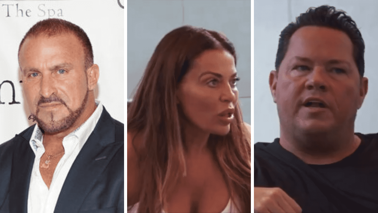 Paul (R) wants Dolores (C) to establish some boundary with ex, Frank (L) in 'RHONJ' Season 13 episode 9 (bravotv)