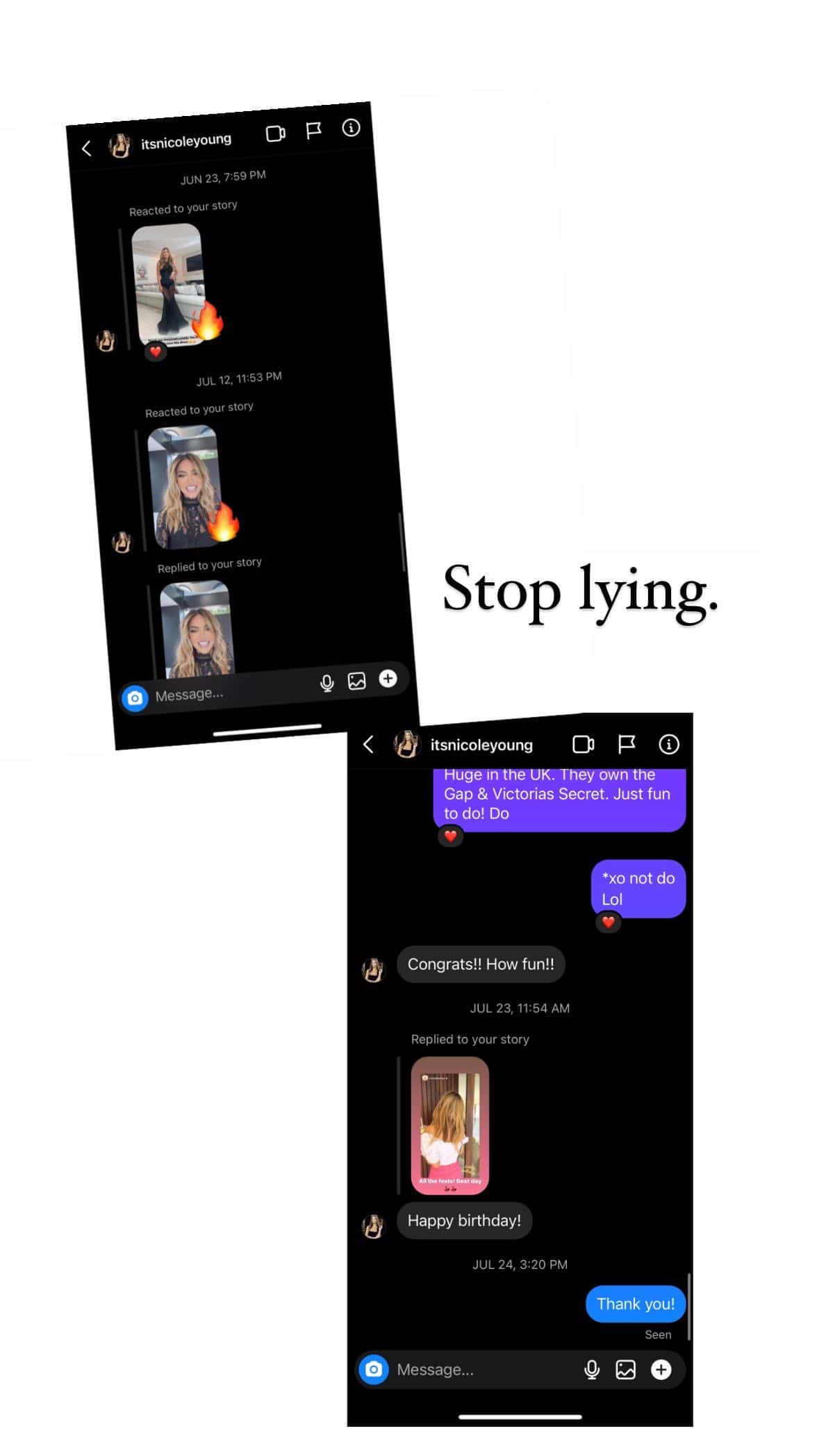 Chrishell Stause shares screenshots of DMs with Nicole Young (Instagram/chrishell.stause)