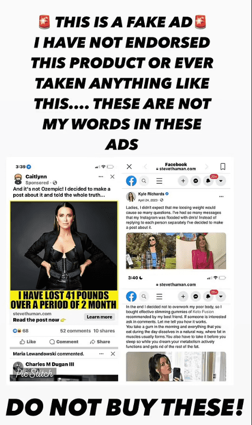 Kyle Richards blasts BioScience for using her pictures without consent. (Instagram/@kylerichards18)