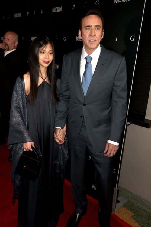 (L-R) Riko Shibata and Nicolas Cage attend the Los Angeles premiere of Neon's 