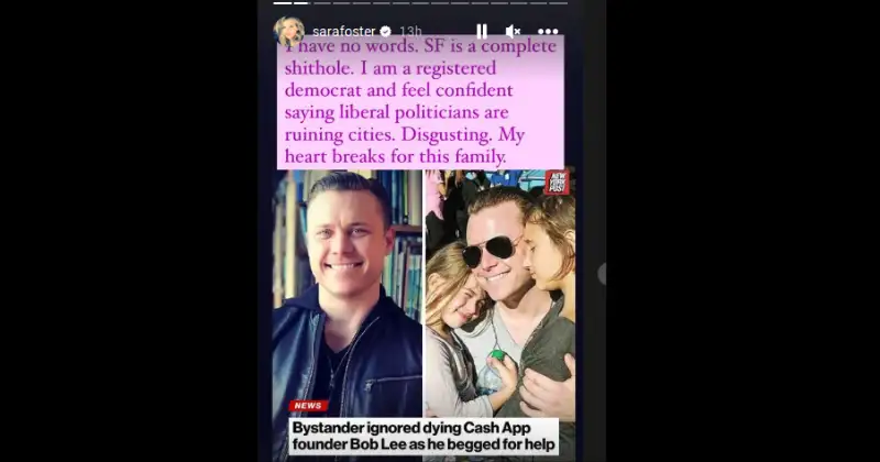 Screenshot from Sara Foster's Instagram Story (Instagram/ @sarafoster)