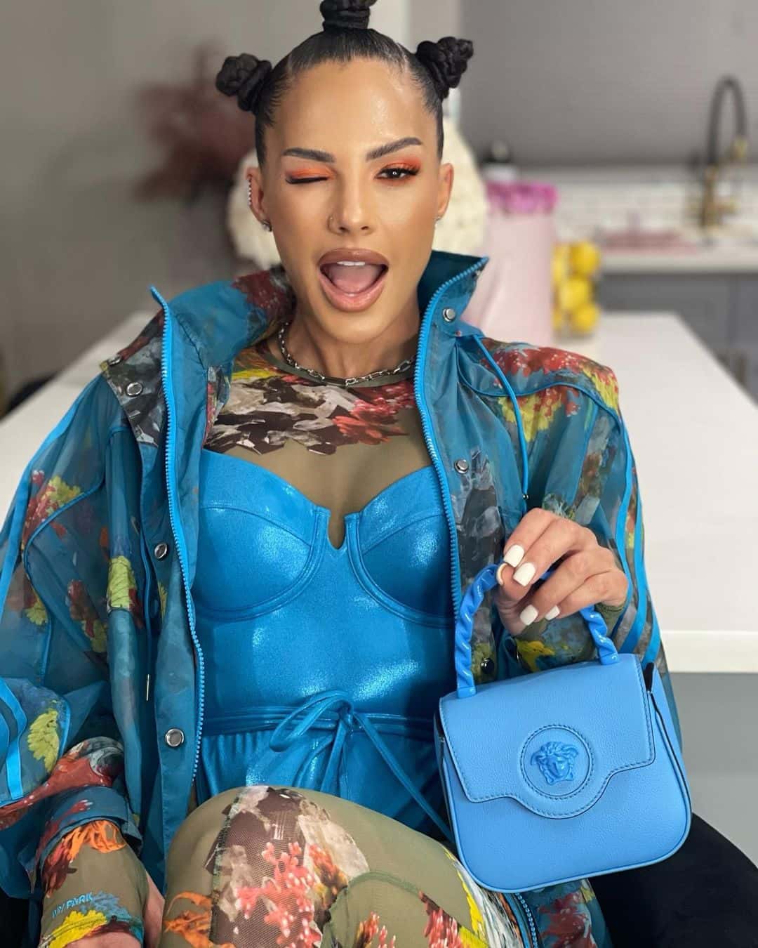Amanza Smith poses in blue (Instagram/@amanzasmith)