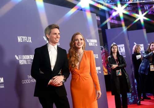(EDITORS NOTE: Image has been created using starburst filter) Eddie Redmayne and Jessica Chastain attend
