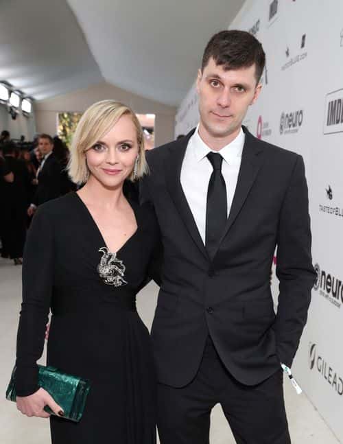 Christina Ricci and James Heerdegen attend the 27th annual Elton John AIDS Foundation Academy Awards Viewing Party sponsored by IMDb and Neuro Drinks celebrating EJAF and the 91st Academy Awards on February 24, 2019 in West Hollywood, California.