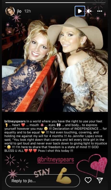 Jennifer Lopez's Instagram story