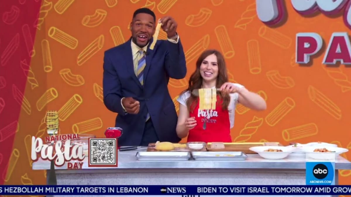 Michael Strahan joined cookbook author Meryl Feinstein to make pasta on 'GMA' (ABC)