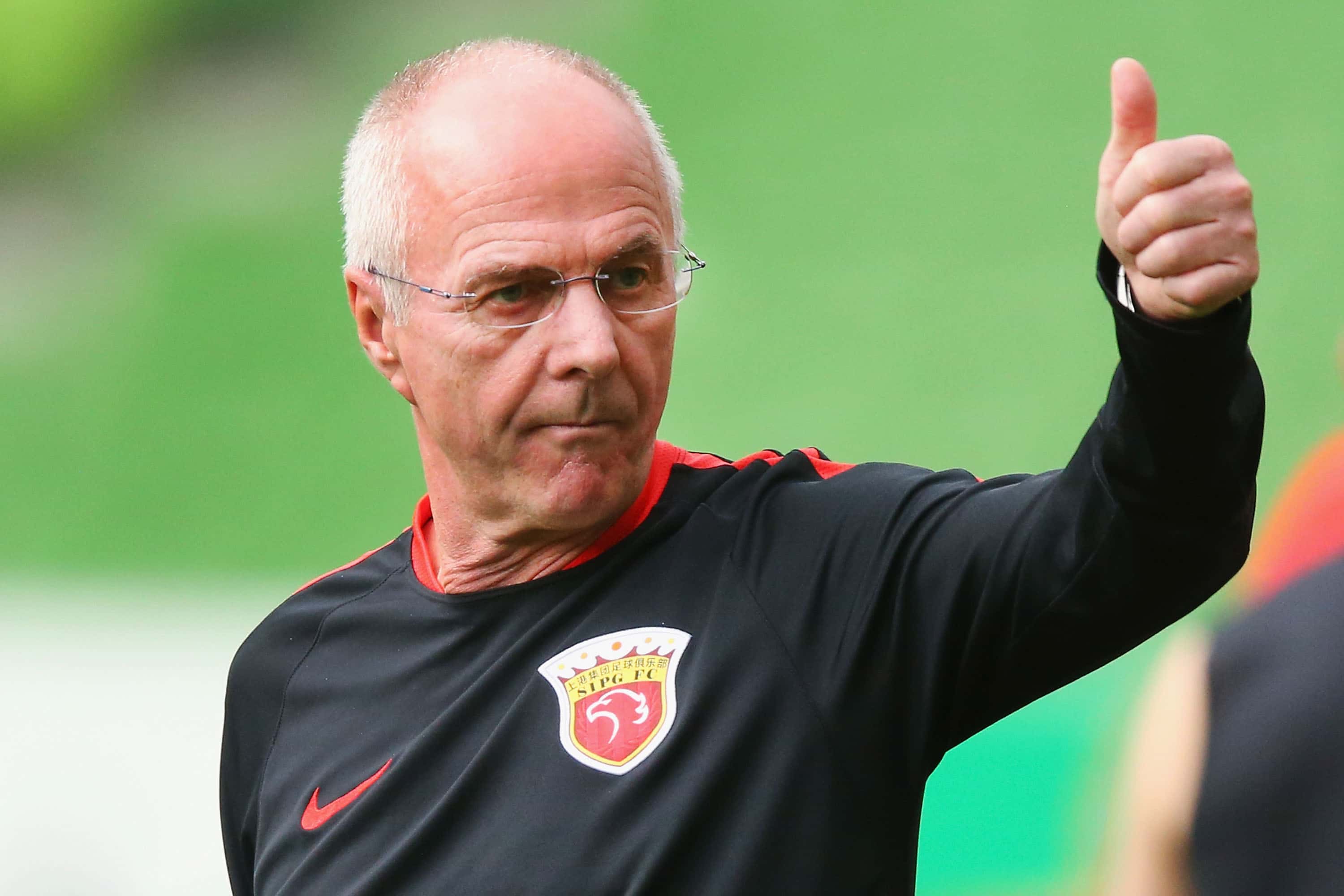 Head coach Sven Goran Eriksson gestures during the Shanghai SIPG training session at AAMI Park on February 23, 2016 in Melbourne, Australia.