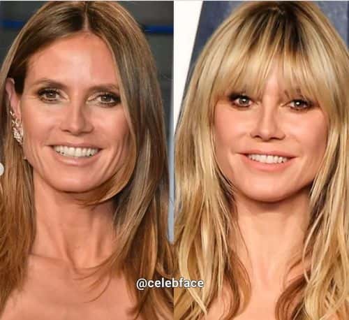 Heidi Clum in 2018 and 2023 (@celebface/Instagram)