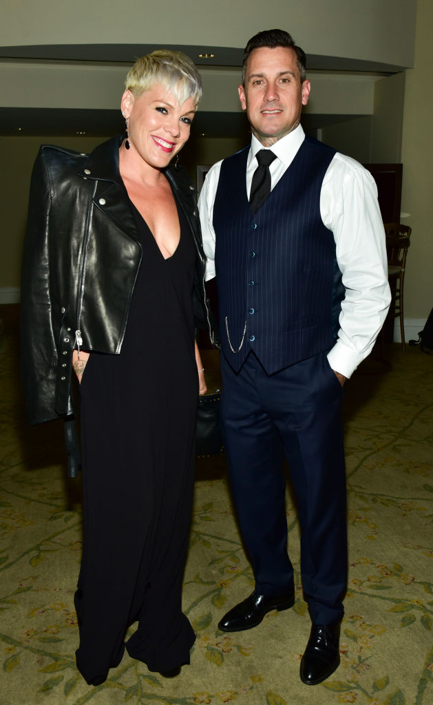 P!nk (L) and Carey Hart attend the 2018 Autism Speaks 'Into The Blue' Gala at Beverly Hills Hotel on October 4, 2018 in Beverly Hills, California. (Photo by Rodin Eckenroth/Getty Images)