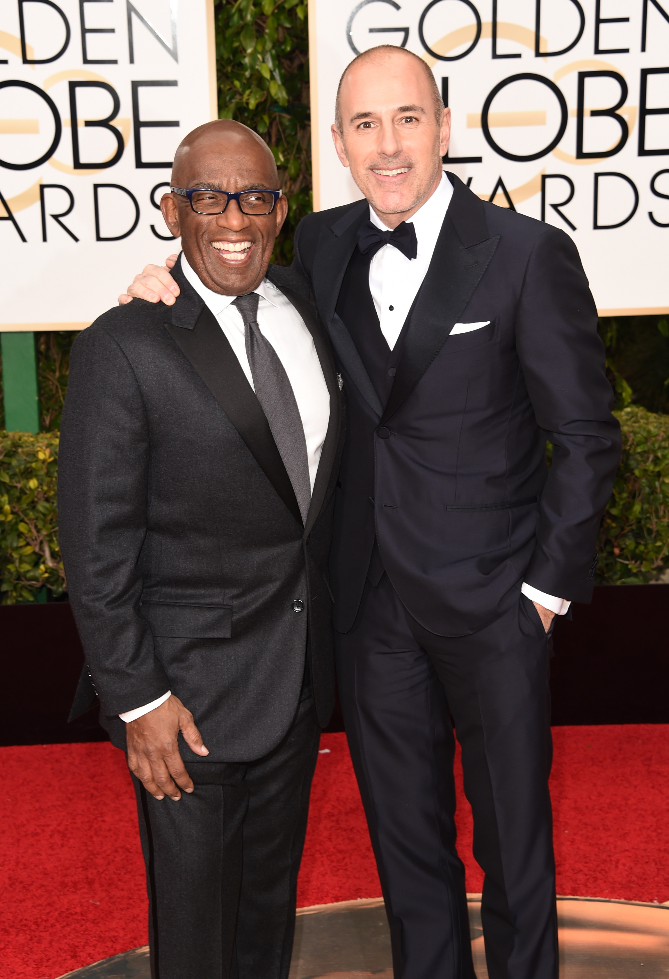 TV personalities Al Roker (L) and Matt Lauer attend the 73rd Annual Golden Globe Awards held at the Beverly Hilton Hotel on January 10, 2016 in Beverly Hills, California. (Source: Getty Images)