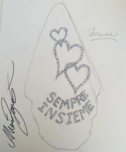 The sketch of the veil which has three hearts resembling Giudice's love for the number three (Mark Zunino/Instagram)