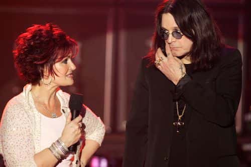 Ozzy Osbourne and Sharon Osbourne on stage at the inaugural MTV Australia Video Music Awards at Luna Park on March 3, 2005 in Sydney, Australia.