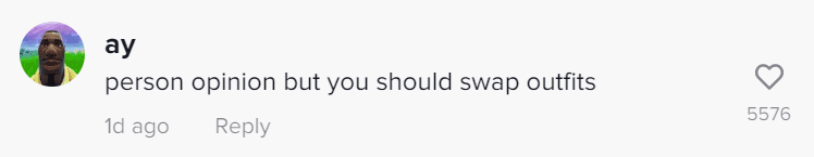 A TikTok user named ay put in his personal opinion on Dunne's outfit