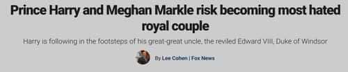 Lee Cohen of Fox News called the pair's dropping of new episodes as 'becoming most hated royal couple (Fox News)