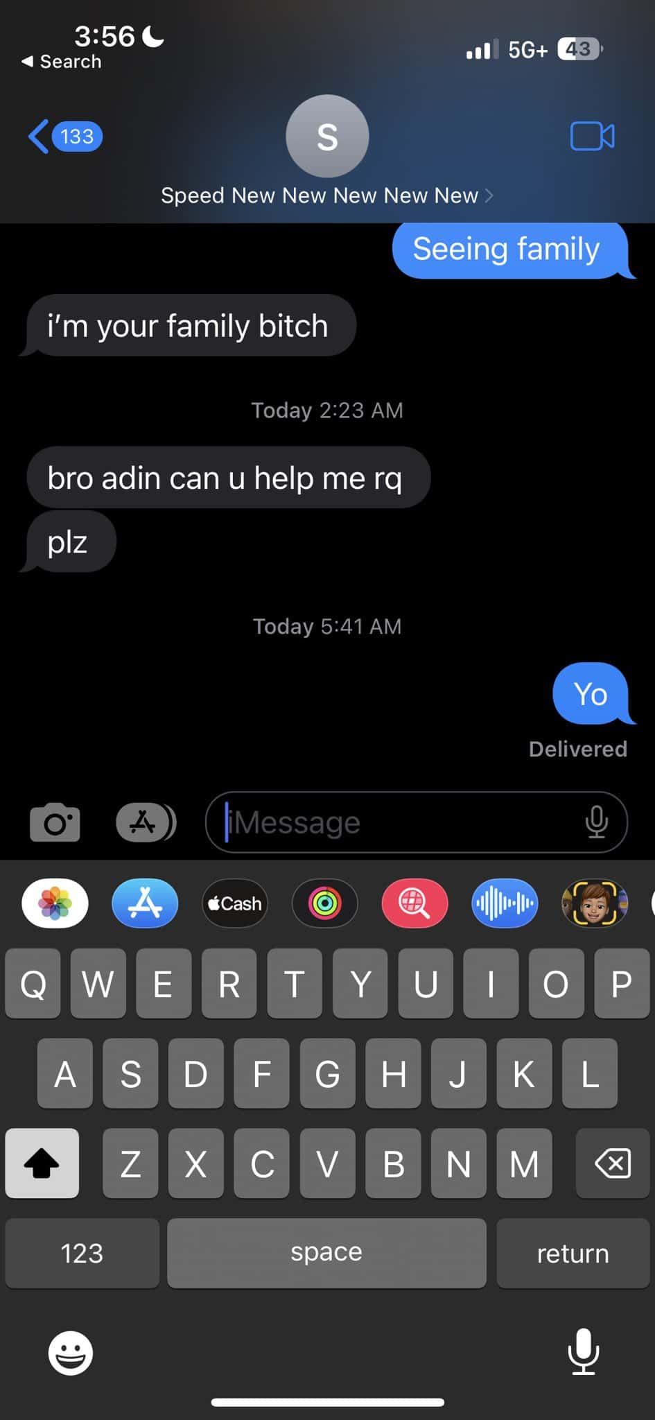 Adin Ross shared the screengrab of  dm with IShowSpeed's video editor Slipz on Twitter (@adinross/Twitter)