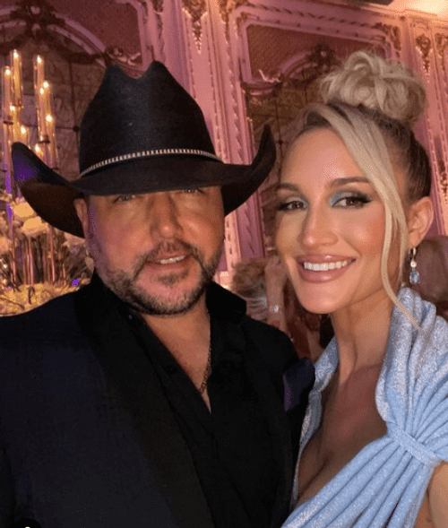 Their celebrations come after Jason was mocked on social media after his wife shared a photo of Donald Trump giving her a forehead kiss on New Year's Eve  (Instagram/@jasonaldean)
