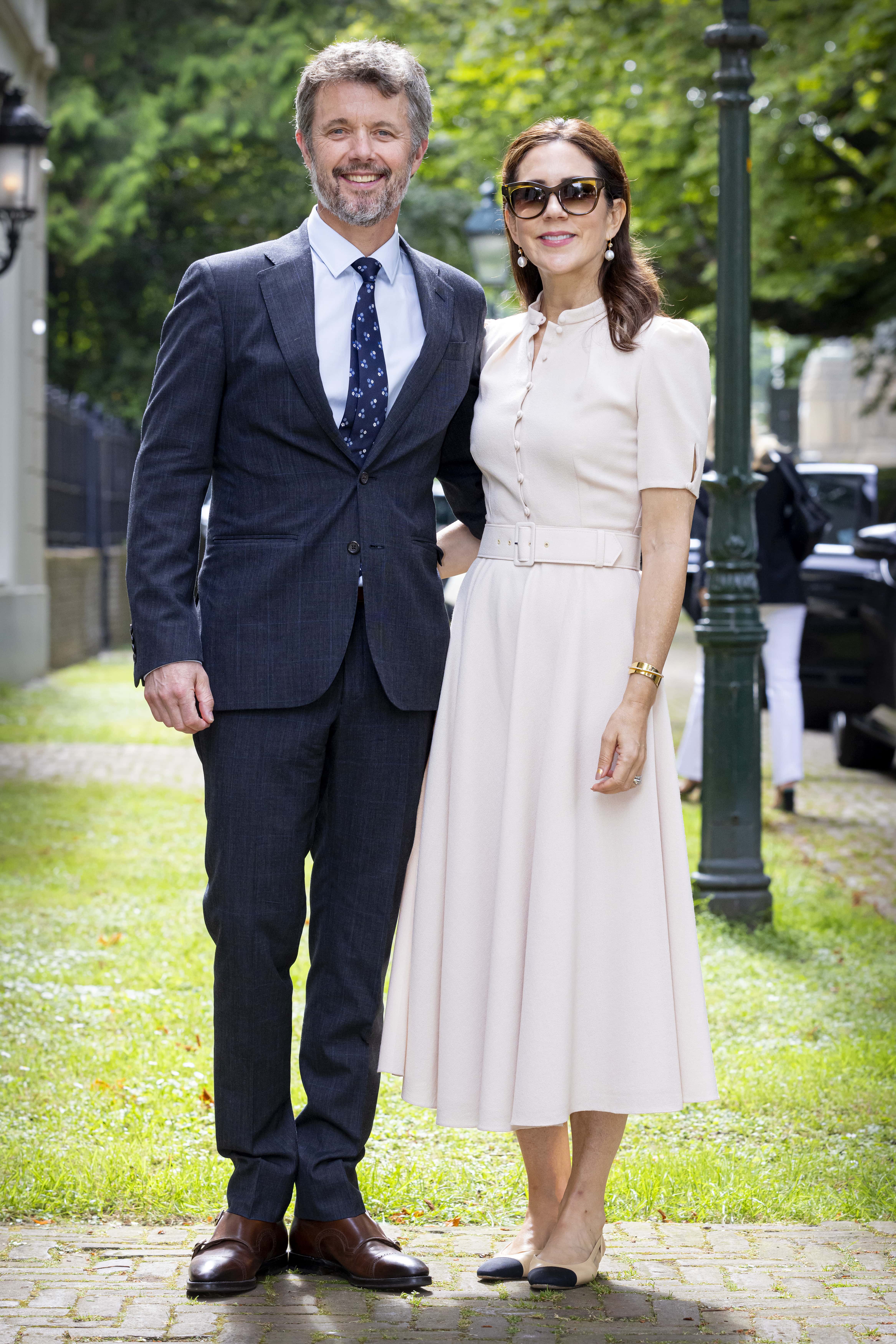 Crown Prince Frederik of Denmark and Crown Princess Mary of Denmark attend a reception at the end of their two day visit to The Netherlands at the Danish residence on June 21, 2022 in The Hague, Netherlands. (Photo by Patrick van Katwijk/Getty Images)