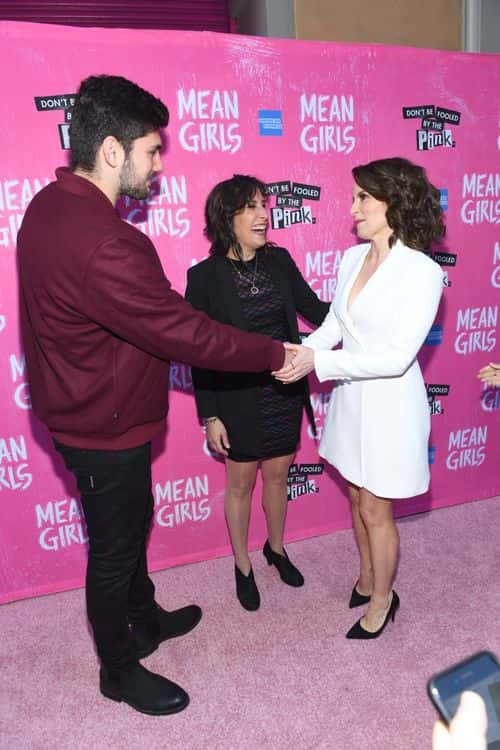 Rosalind Wiseman (C) and Tina Fey (R) attend the opening night of