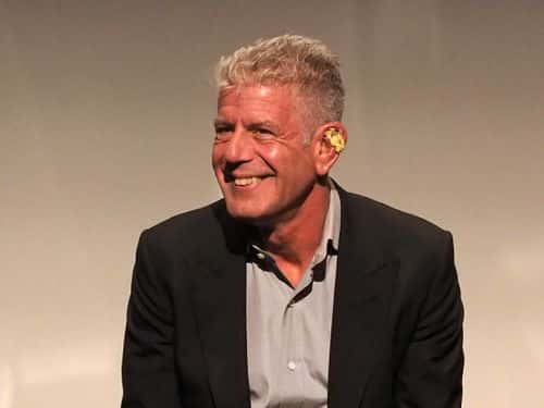 Executive Producer Anthony Bourdain speaks on stage at CNN Films - Jeremiah Tower: The Last Magnificent at TFF Panel & Party on April 16, 2016 in New York City. 26123_001_0112.JPG