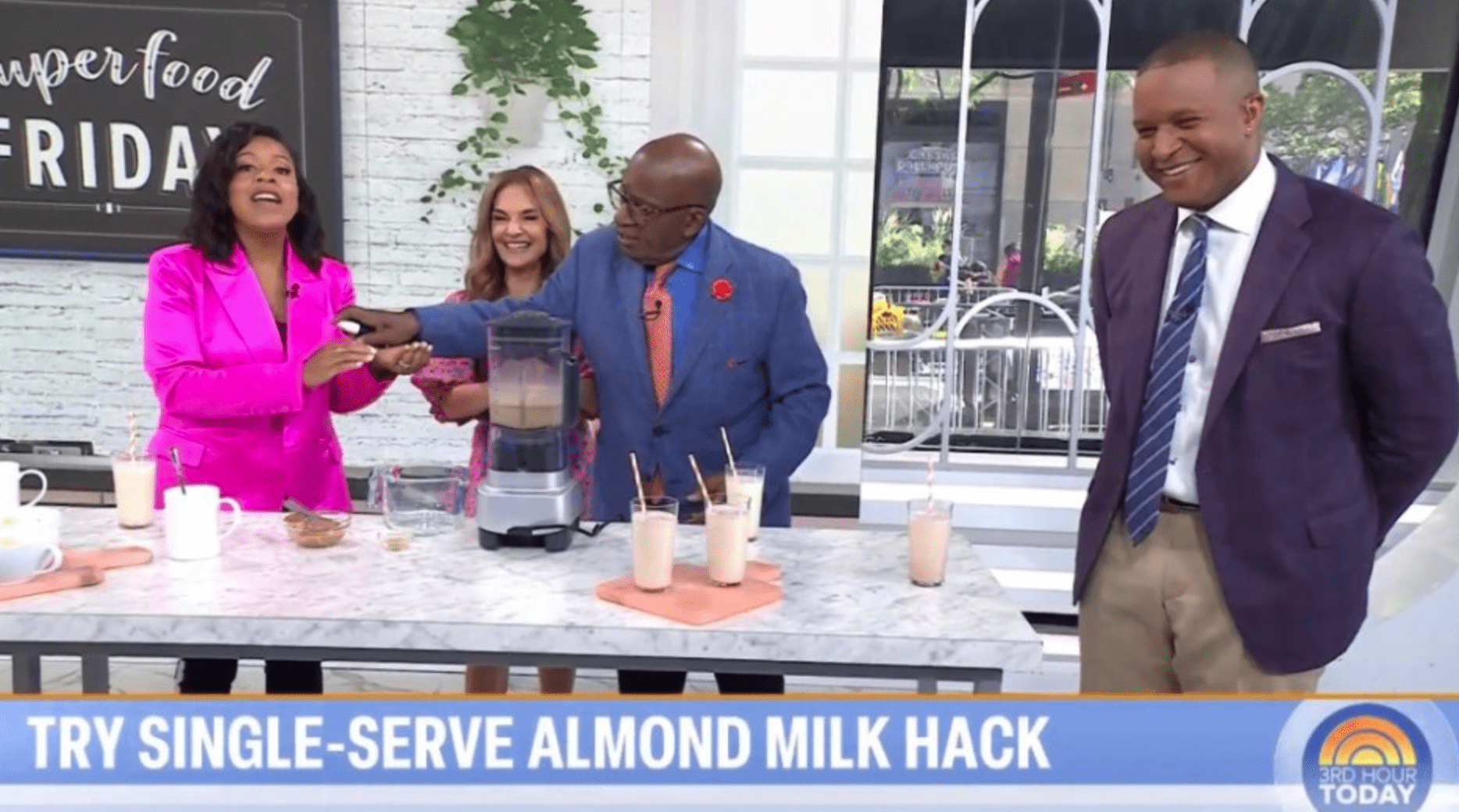 Al Roker gave sanitizer to co-hosts Sheinelle Jones and guest Joy Bauer to be safe (NBC)