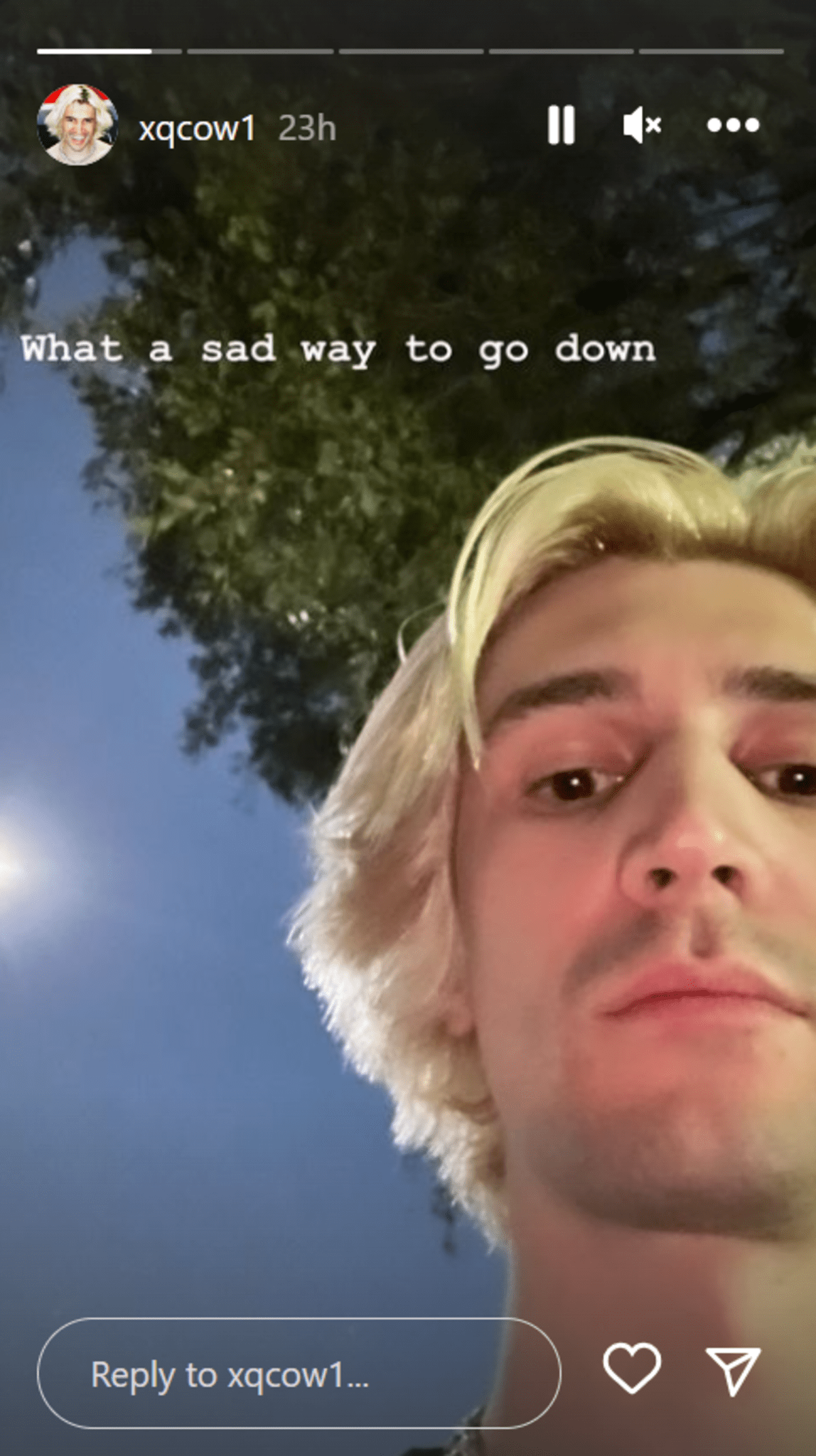 A screenshot of xQc's Instagram story (xqcow1/Instagram)