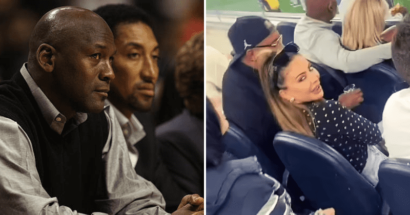 Scottie Pippen's ex Larsa was heckled as she attended a Chargers game with Michael Jordan's son Marcus (Twitter/@RuthlessRich, Jonathan Daniel/Getty Images)