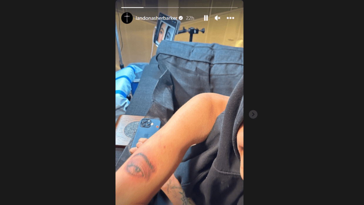 Landon Barker gets tattoo of Charli D’Amelio’s eye leaving fans concerned (Instagram/landonasherbarker)