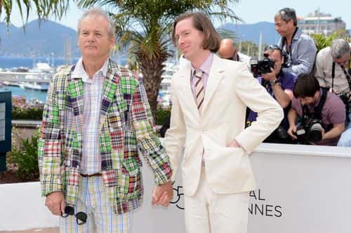 Bill Murray and director Wes Anderson pose at the 
