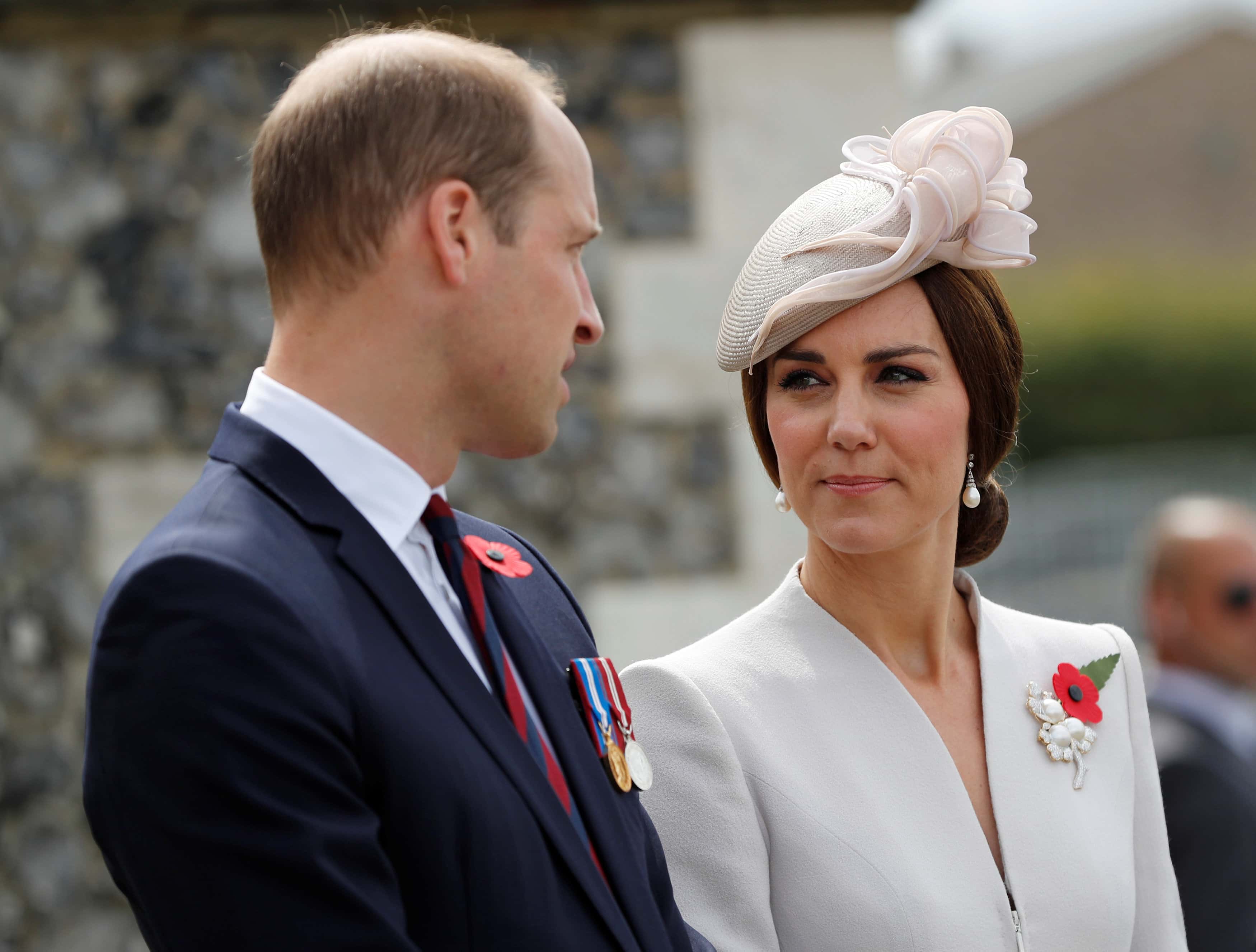 Catherine, Duchess of Cambridge and Prince William, Duke of Cambridge ahead of a ceremony at the Commonwealth War Graves Commisions's Tyne Cot Cemetery on July 31, 2017 in Ypres, Belgium.  The commemorations mark the centenary of Passchendaele - The Third Battle of Ypres.