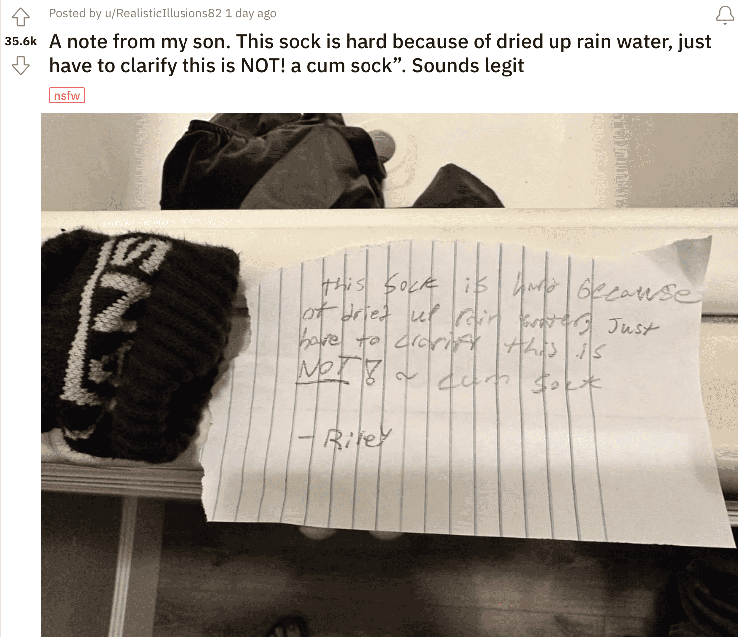 A woman posted a note her son left for her beside a