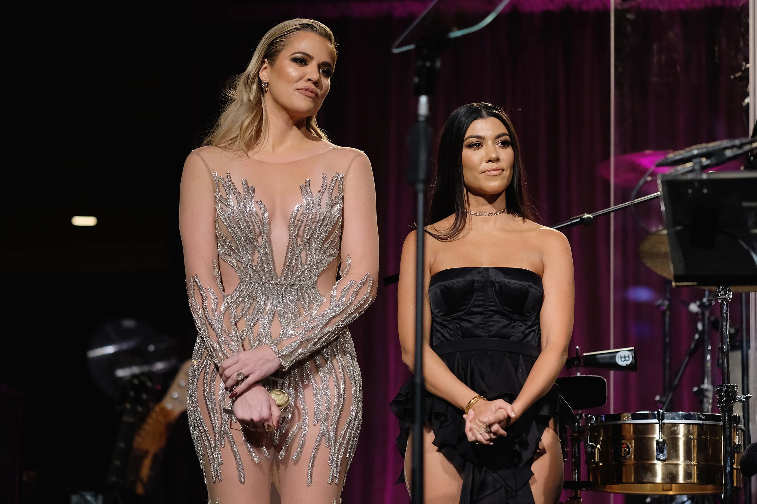 Khloe Kardashian and Kourtney Kardashian onstage at the 2016 Angel Ball hosted by Gabrielle's Angel Foundation For Cancer Research on November 21, 2016, in New York City. (Dimitrios Kambouris/Getty Images)