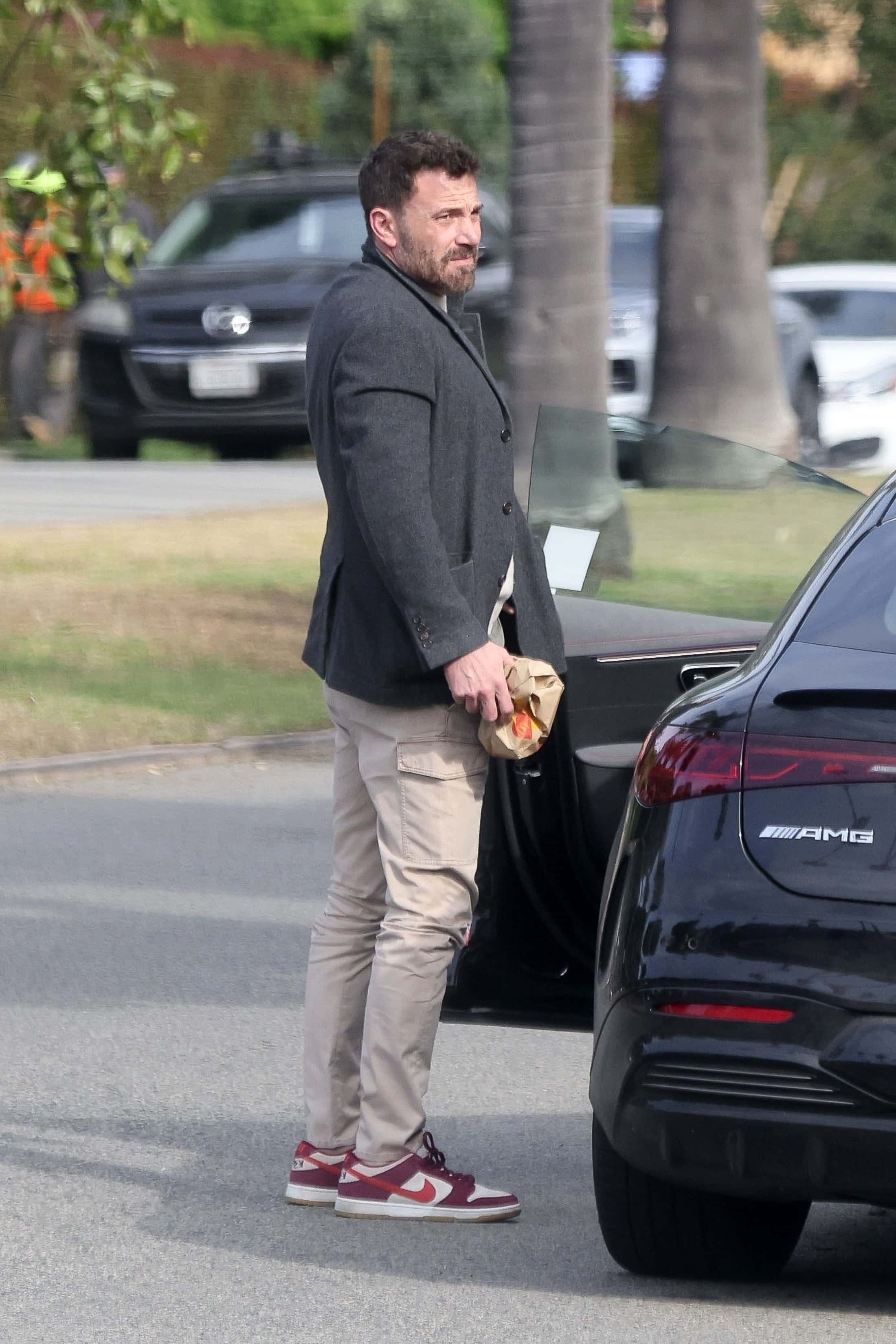 Ben Affleck kicks off his day with a McDonald's breakfast in Los Angeles, indulging while in his car (Backgrid)






