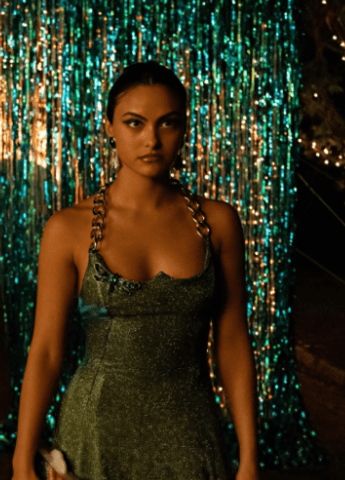 Camilla Mendes Green Sparkly gown in 'Do Revenge'