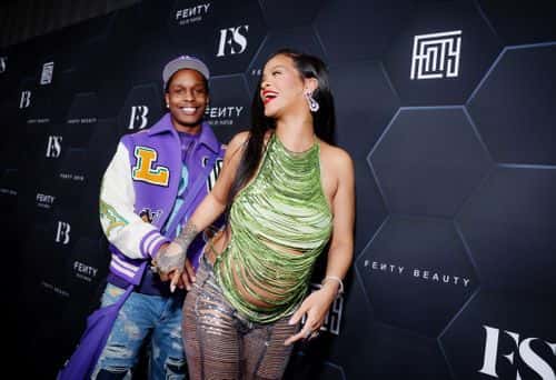 A$AP Rocky and Rihanna celebrate Fenty Beauty & Fenty Skin at Goya Studios on February 11, 2022 in Los Angeles, California. (Photo by Rich Fury/Getty Images for Fenty Beauty & Fenty Skin)