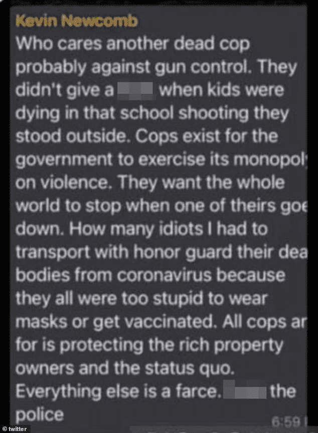 Mocking Message shared by Kevin Newcomb (twitter)